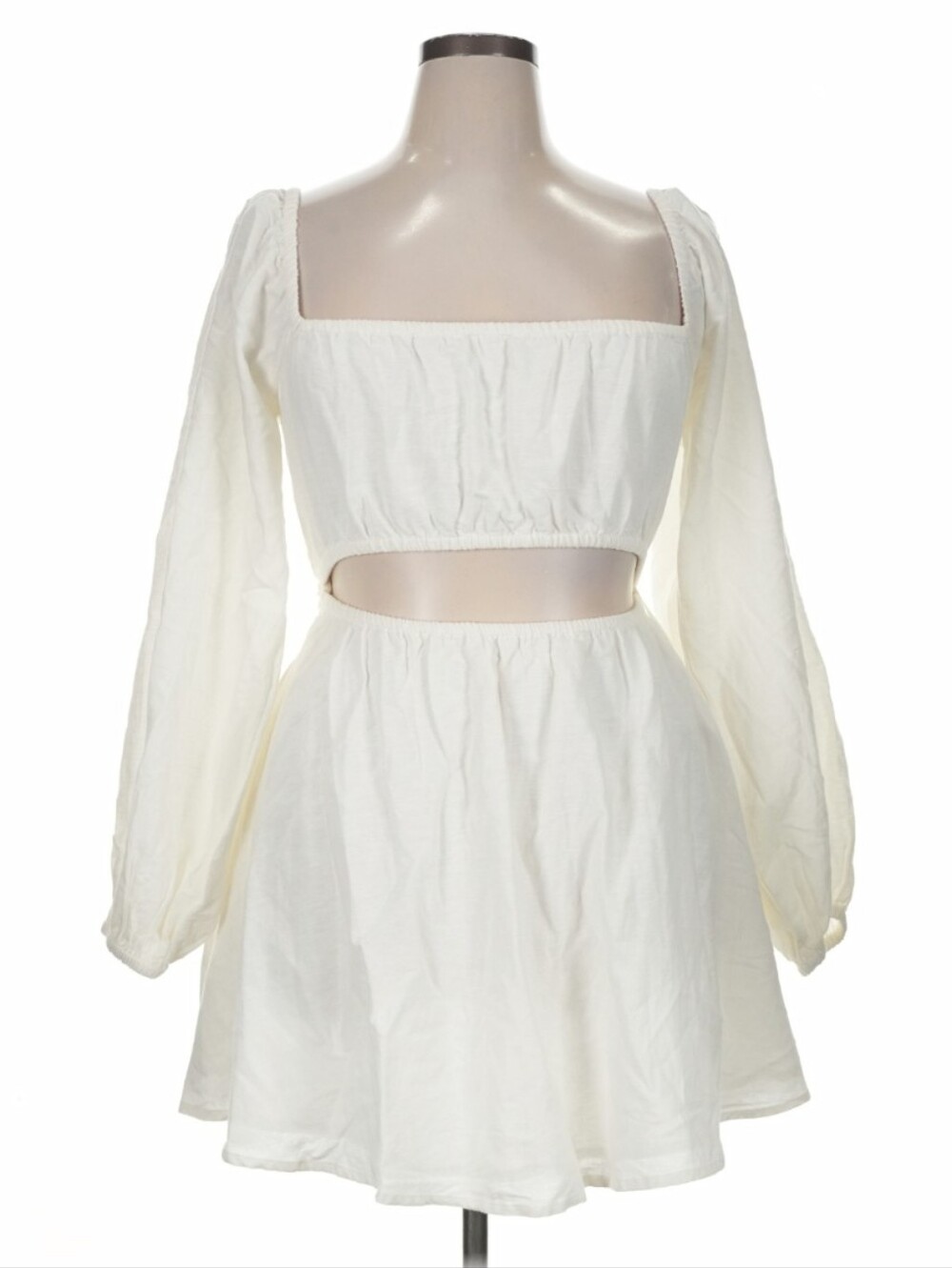 L*SPACE Rosita Dress XL NWT Ivory Linen Blend Cutout Tie Back Mini $165 - Picture 2 of 9